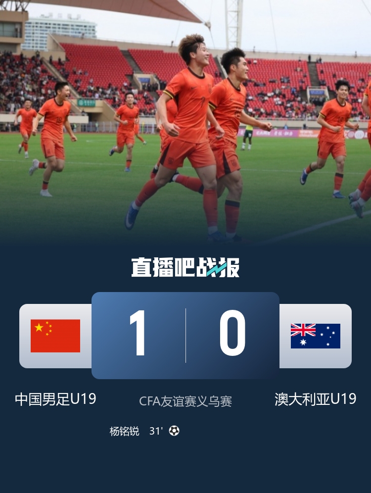 U19國足1比0力克澳大利亞 楊銘銳制勝依合散撲點(diǎn)