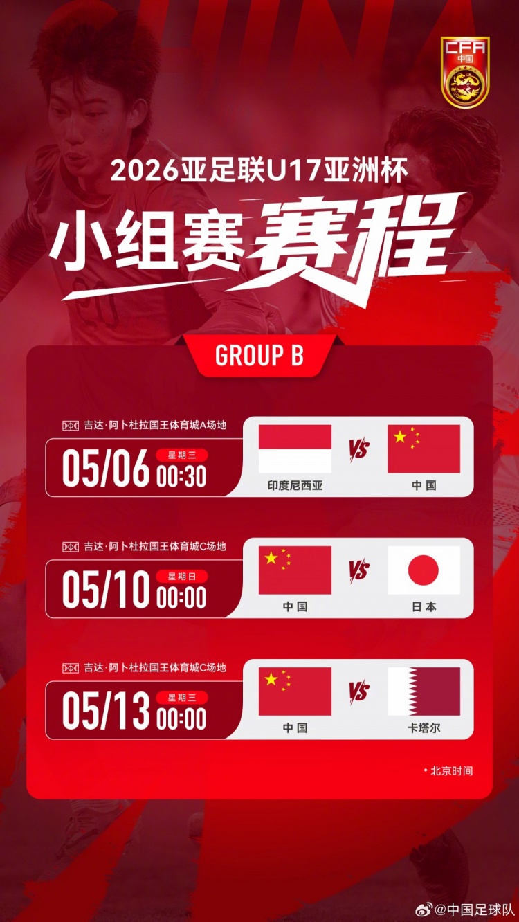 U17亞洲杯：中國小將首戰(zhàn)印尼，艾比布拉領(lǐng)銜攻擊線