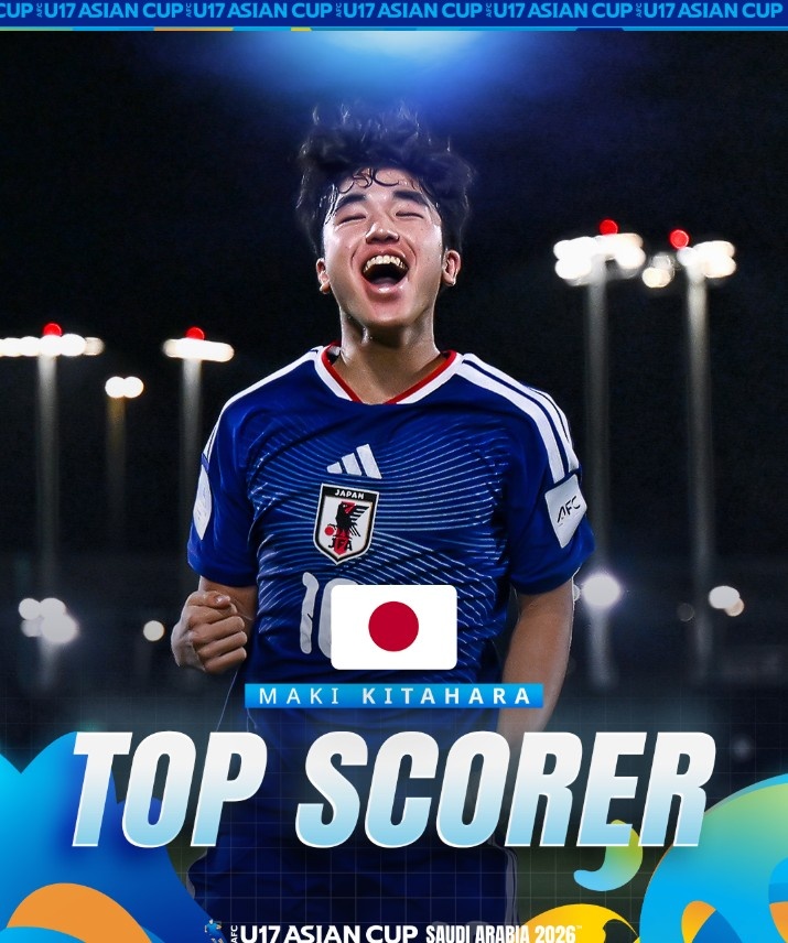北原槙包攬U17亞洲杯金靴+MVP，兩戰(zhàn)中國(guó)均破門